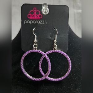 paparazzi Purple Beaded Hoop Earrings